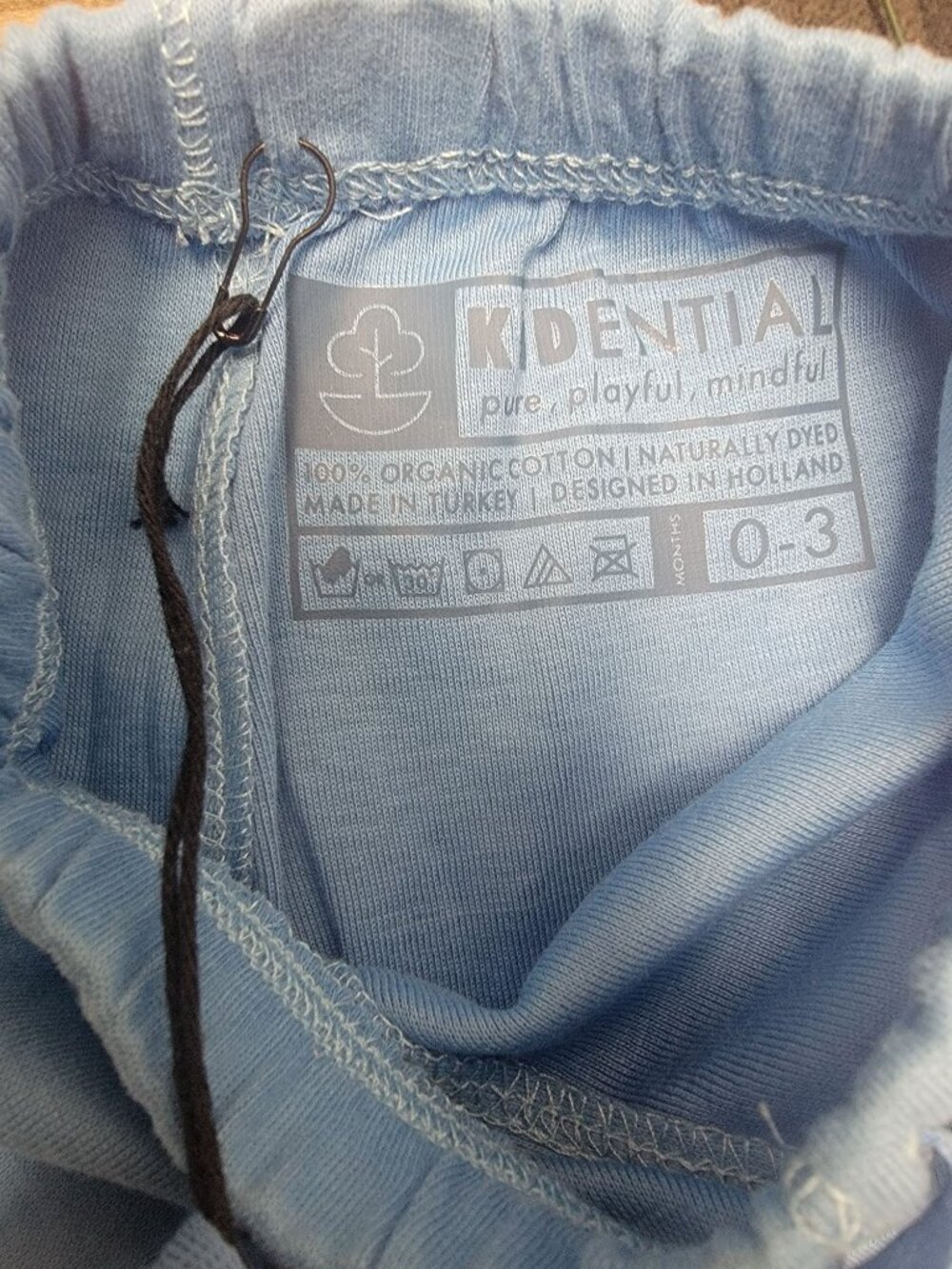 Organic Baby Pants 0-3 Months By Kidential 100% Cotton Naturally Dyed Elastic Wa - Picture 2 of 3